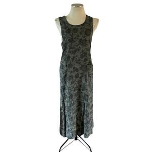 Y2K 2000s Dark Green Floral Sleeveless Maxi Dress Sz 8 Forest Fairy Grunge